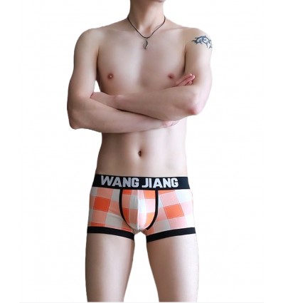 Orange Plaid Boxer Shorts by WangJiang