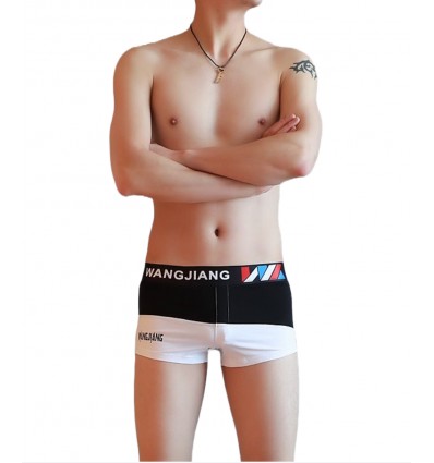 Grey and White Nylon Boxer Shorts by WangJiang
