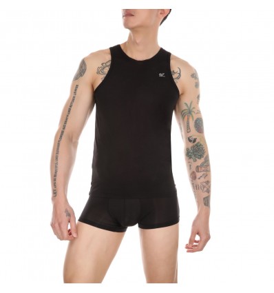 WangJiang Mesh Sexy Gay Men Vest 1056-BX Black